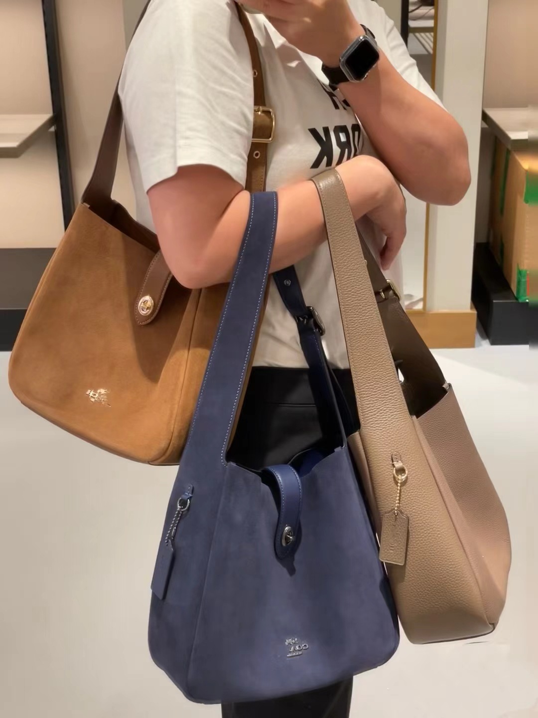 Kou Family qadın çiynində çanta, yumşaq dəri hobo model