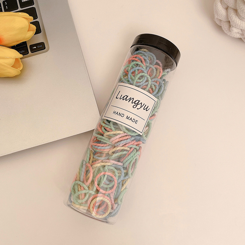 Anillo de cabello de color caramelo para niños no daña correa de cabello bebé cuerda de cabello niñas lindas cubiertas de cabello de cuero de pimples