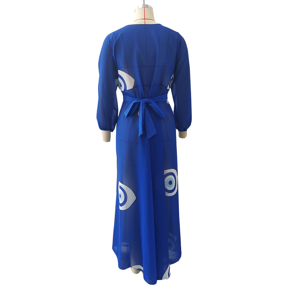 Deep V Neckline Regular Fit Fit Type Eye Pattern Women's Vacation Eye Cover Ups