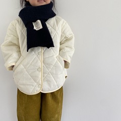 GL-kids Korean version of new winter children's collarless rhombus cotton jackets men's and women's solid color thickened cotton jackets