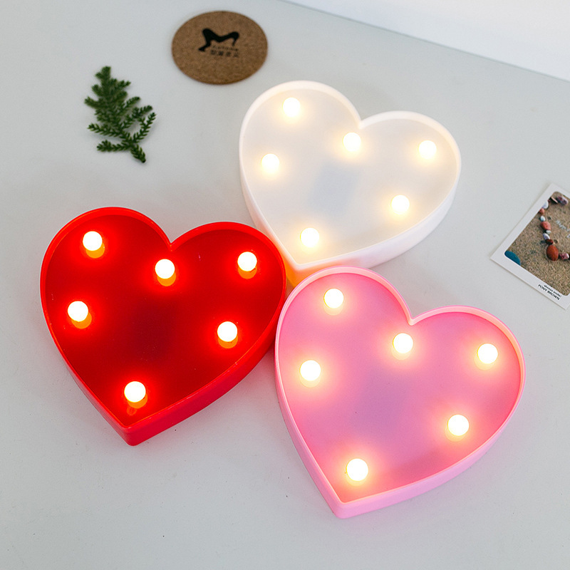 led红色爱心连体love浪漫造型灯ins卧室房间布置结婚庆装饰小夜灯