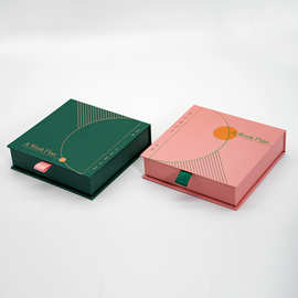 耳钉耳环收纳包装盒轻奢风粉色彩印烫金翻盖式珠宝首饰礼品盒