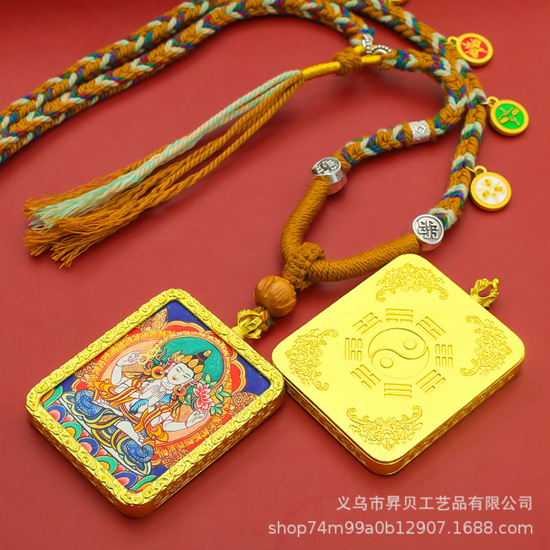 藏式八大守护神五爷浮雕唐卡本命男 女饰品配饰配件佛牌项链吊坠|undefined