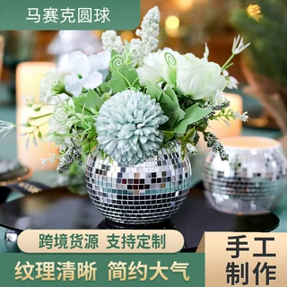 马赛克圆球家居饰品摆件玻璃烛台节日礼品摆件马赛克烛台源头定制