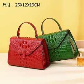 新款鳄鱼骨纹瓦莱包女士手提包经典锁盖时尚女包单肩斜跨包潮工厂