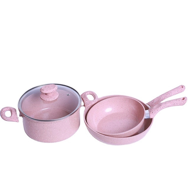 Yipinhong Rosa maifan Piedra sartén antiadherente wok sopa olla de leche olla de cocina regalo traje de comercio exterior