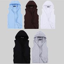 K 68337 Sleeves Hooded Vest Men's Fitness ������ñ�˶���