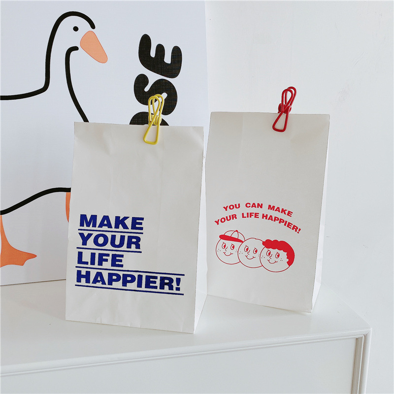 韩国新款 ins风 大胖脸礼品牛皮纸袋包装袋 2款手提