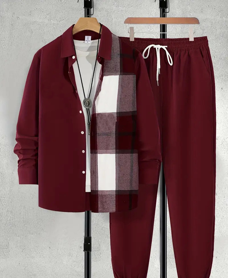 Comercio exterior europeo y americano Amazon 2024 tendencia de moda casual costura camisa de manga larga pantalones traje MB12 ML4