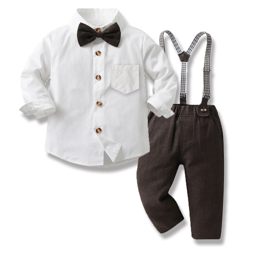 Versión coreana de la camisa de primavera para niños, chaleco, babero, traje de dos piezas, traje de vestido de anfitrión para niño, traje de piano