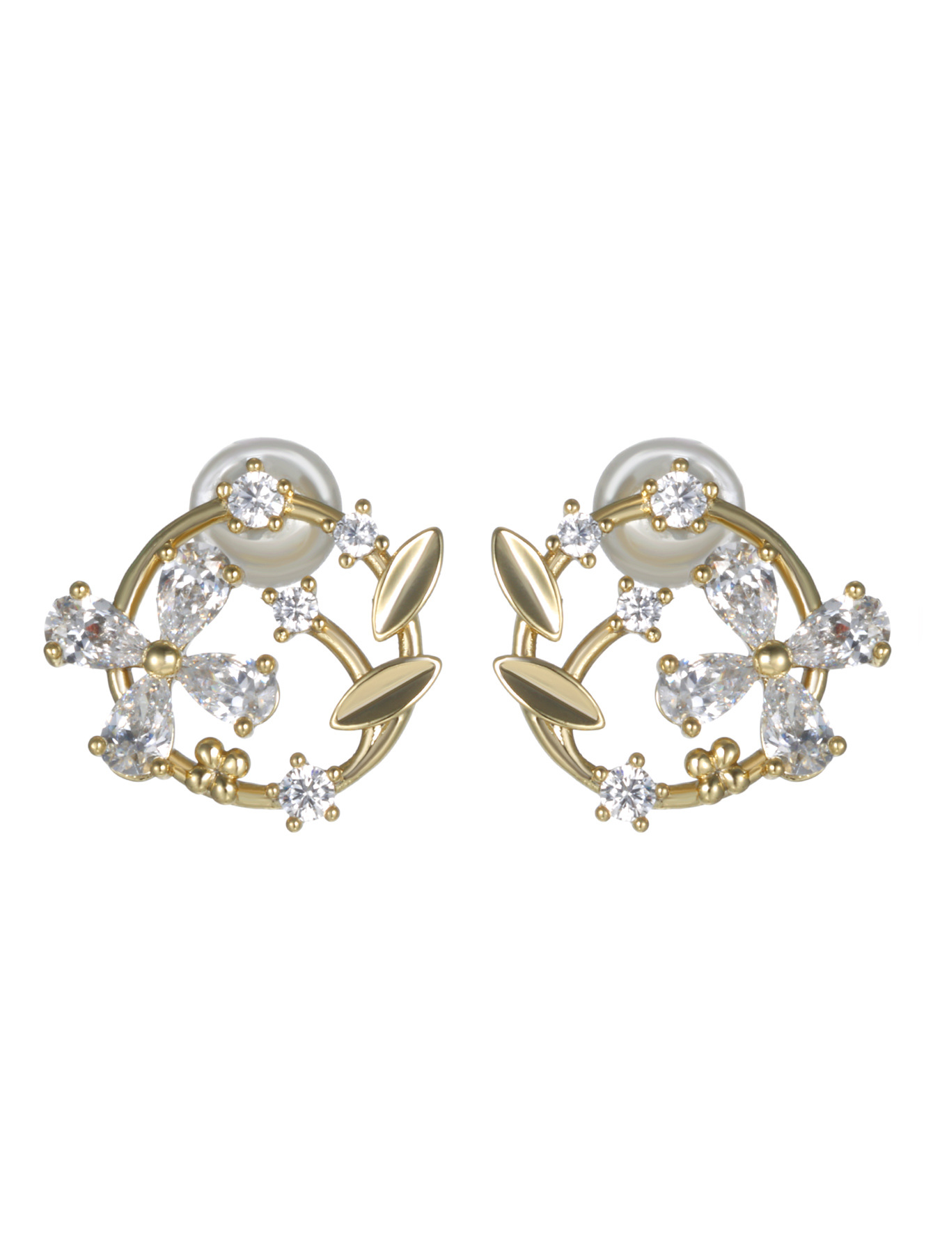 Joyería Xuping bronce le dice a todos los pernos de flores de diamante de alta calidad lujoso ligero Zhongsen aretes dulces pernos de aretes