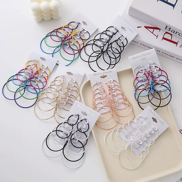 2026 S5382 Temu Foreign Trade Dropshipping New American Exaggerated Metal Large Hoop Earrings for Children Simple