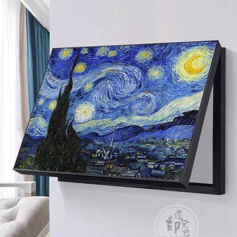 モネゴッホメーター箱装飾画水平パネルリビングルームスイッチ壁画配電ボックスネットワークケーブルボックスブロック吊り絵画|undefined