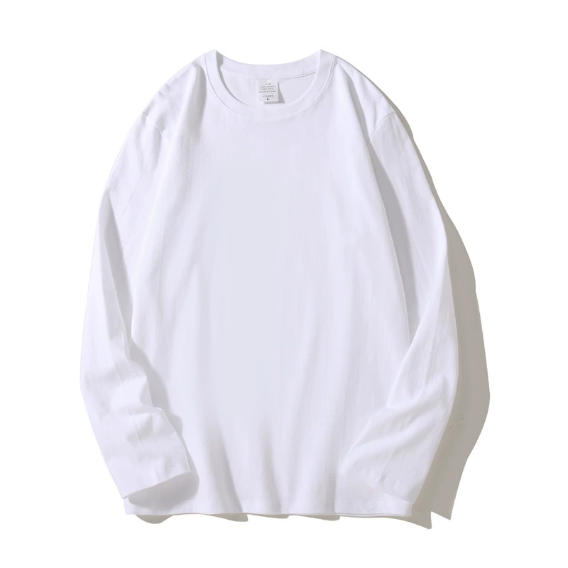 (Оптовый) белая хлопковая база с длинным рукавом и круглым вырезом, oversize