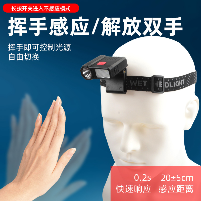 Faros de pesca, luces de inducción con clip, luces LED de ala con sombrero de luz brillante, súper espera, pesca nocturna, larga duración de la batería, recargable