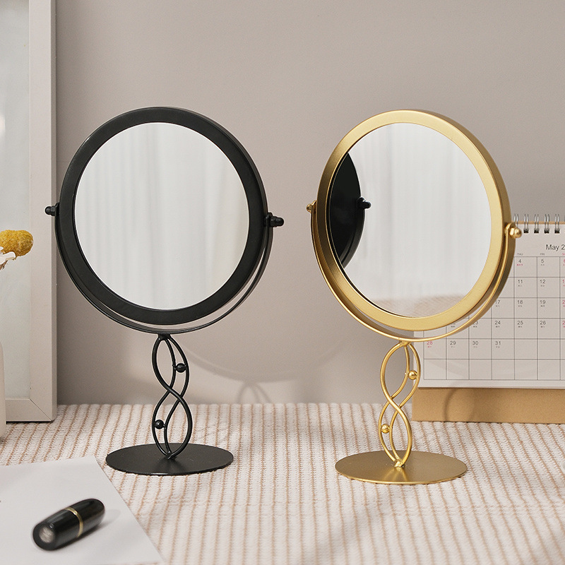 Espejo de belleza redondo de alta definición dormitorio espejo pequeño espejo de lujo en línea espejo de escritorio espejo de escritorio de pie alto espejo de vestir