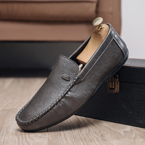 Men's Summer Trendy Driving Shoes, Casual Korean Style Lazy Shoes, Soft Face and Soft Sole Leather Shoes, Fashionable and Versatile Men's Shoes