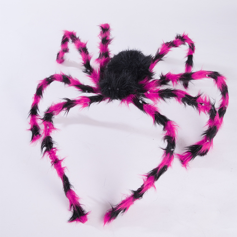 Decoración de Halloween luminosa araña escenario al aire libre decoración de casa embrujada peluche araña props de Halloween