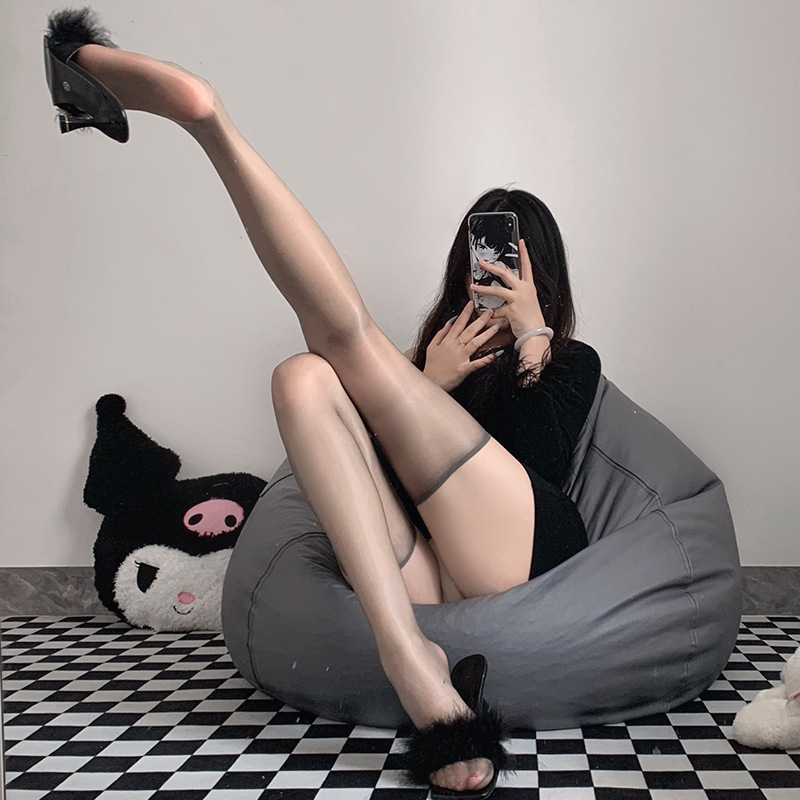 Nine-Color Life Sexy Lingerie, Sexy Oily Stockings, Open Crotch, Thigh Tearing, Black Silk Temptation, Large Size Passion Wholesale