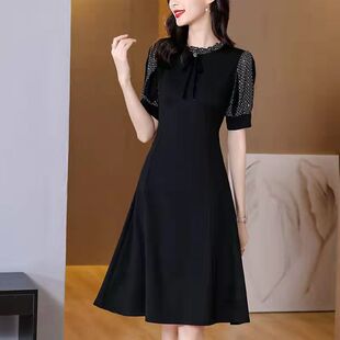 Plus Size Plus Size Slimming Look Belly-Covering Splicing Dress 2025 New Style with Feminine Elegant