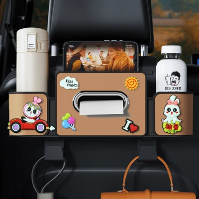 Box Hook, In-Car Tissue Box: Car cup holder/beverage holder - brown-kissme-series-4th-generation-seat-storage-box