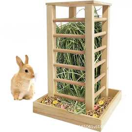 木质干草喂食器木制食物喂食架站立式宠物自喂干草木质管理器