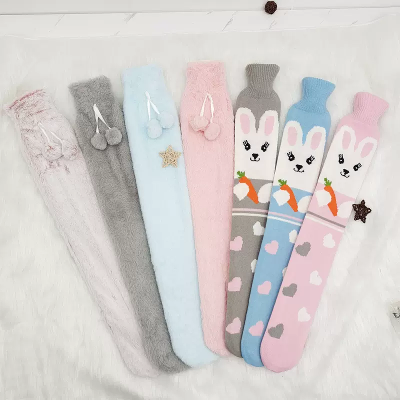 长条橡胶热水袋注水暖全身针织毛绒暖水袋保暖可爱暖手袋现货批发