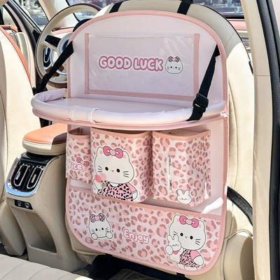 Car Seat Storage Bag, Multifunctional Car table board - leopard-print-cat-pink-storage-bag-new-z-style-can-hold-tablet