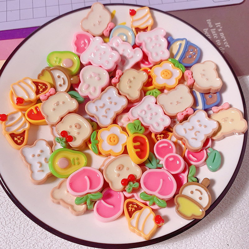 Nuevas flores de fruta conejo diy accesorios de resina crema pegamento para el cabello caja de teléfono móvil colgante de cabello material hecho a mano