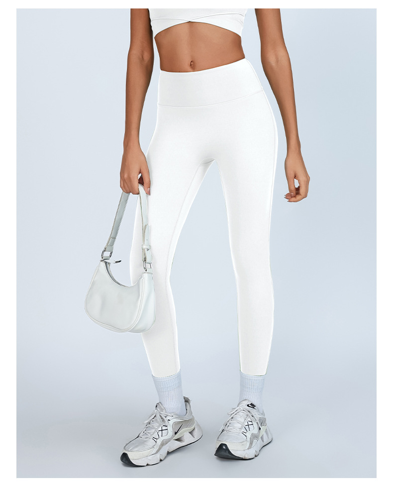 Pantalones básicos desnudos de yoga sin líneas avergonzadas, pantalones de gimnasio de cadera para correr, pantalones deportivos de secado rápido para mujeres