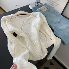 广州十三行高货爆款~针织衫女士薄款设计感小众上衣韩系早秋穿搭