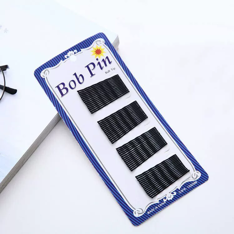 Black Bob Pins (Hairgrips) — Wavy & Flat Tips, Pack Options 36/60 pcs, Invisible Clips