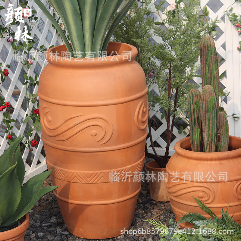 Paisaje de aterrizaje maceta de cerámica roja maceta de cerámica gruesa jardín decoración jar jardín jardín jardín floresta combinación de cerámica ventilada pastoral