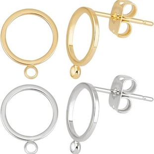 DIY Jewelry Accessories Ear Plugs Cross-Border Earrings European and American Ear Buckles Ear Stud Accessories Copper Electroplated Earrings Round 18K