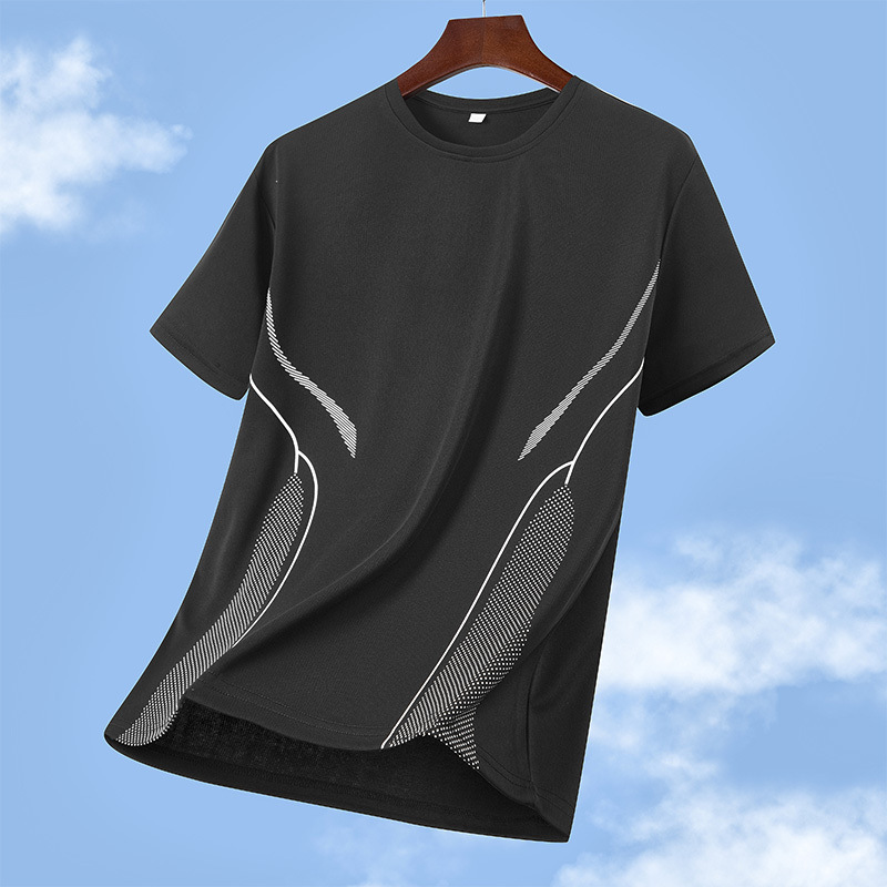 Nuevos productos de secado rápido camiseta de manga corta para hombres de mediana edad verano hielo de media manga suelta acondicionamiento transpirable correr camisa deportiva