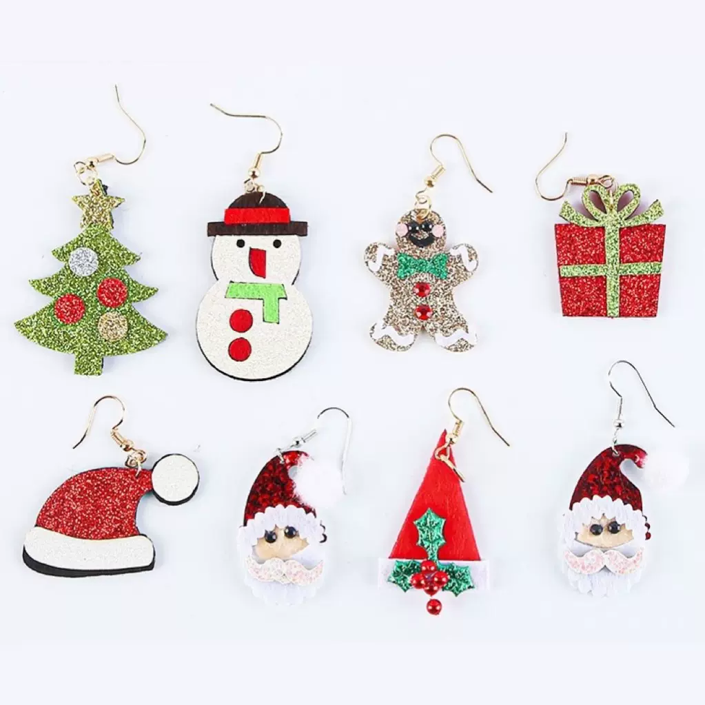 圣诞节耳环圣诞树圣诞老人圣诞帽姜饼人可爱节日礼物卡通欧美耳饰