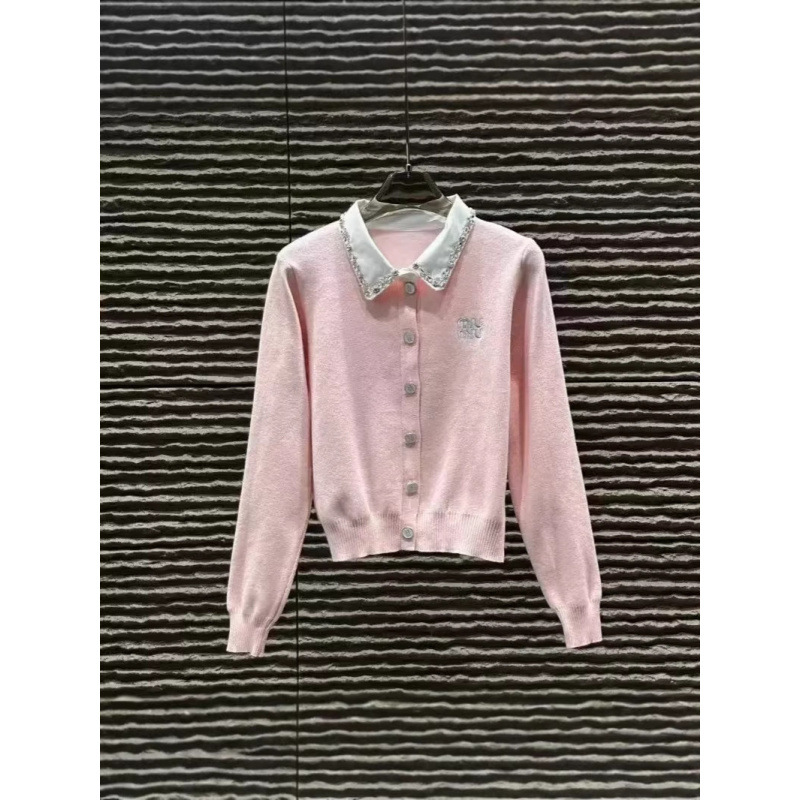 2026 Autumn/Winter French Romantic Style Elegant Diamond-Embellished Round Neck Cardigan Jacket Top