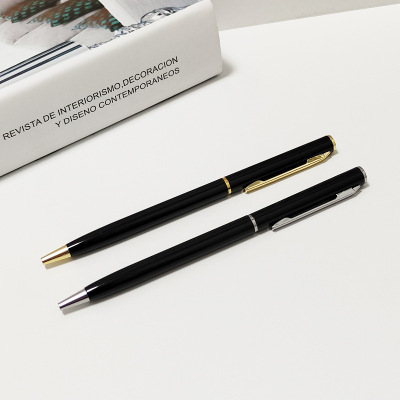 纖細商務酒店客房廣告活動原子筆 創意金屬圓珠筆 簡易轉動禮品筆