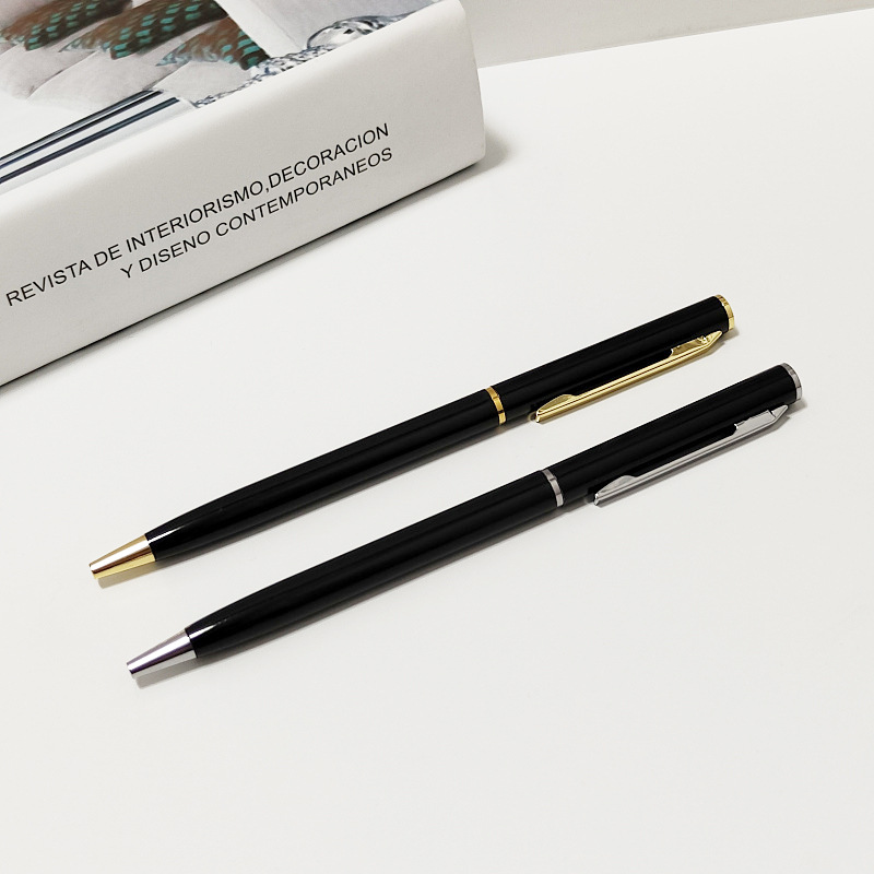 纖細商務酒店客房廣告活動原子筆 創意金屬圓珠筆 簡易轉動禮品筆