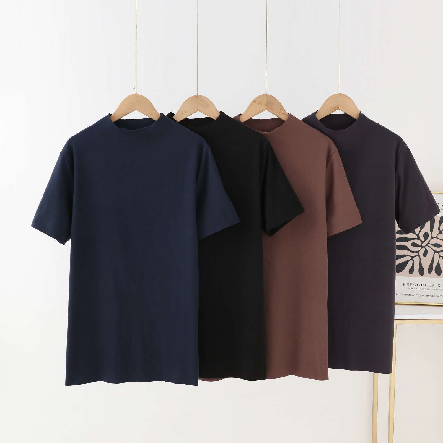 남자의 양면 벨벳 세미 하이 칼라 반팔 티셔츠 가을과 겨울 스트레치 플러스 사이즈 베이스 셔츠 원활한 간단한 풀오버 탑