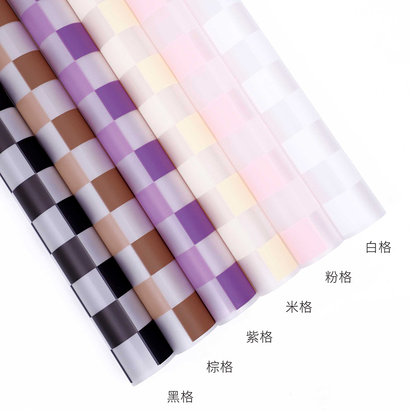 七夕新款鲜花包装纸诺莎纸棋盘格韩式新品鲜花礼品格子包装纸批发