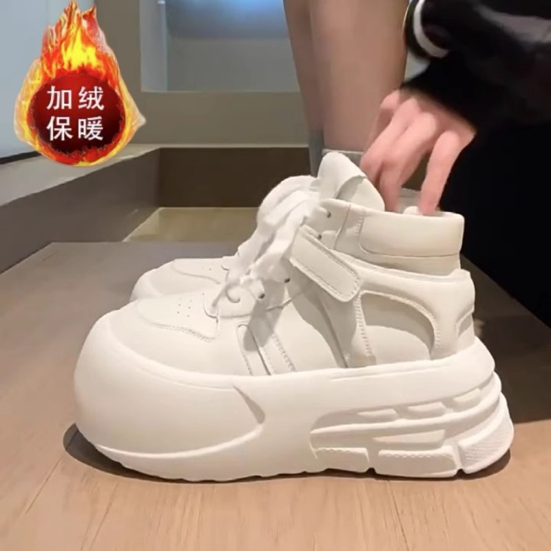 2025新款时尚丑萌复古大头面包鞋百搭轻便休闲鞋松糕厚底小白鞋女