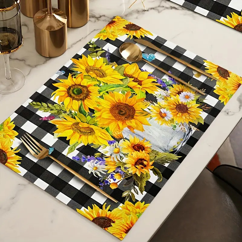 Transfronterizos lino almohadilla de mesa Aliexpress TEMU Amazon almohadilla de mesa cuadrada búfalo rojo almohadilla de Navidad Día de la Independencia