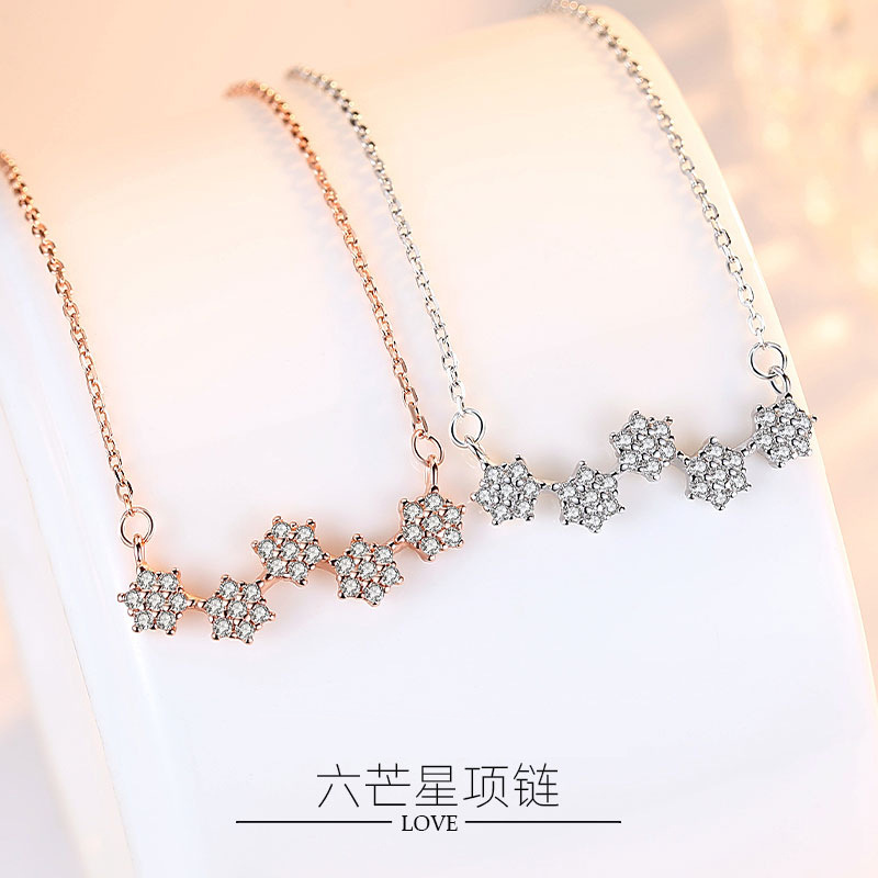 Celebridad en línea Singapur S925 estrella de seis puntas Collar de plata colgante nicho diseño simple estrella clavícula cadena fabricante femenino