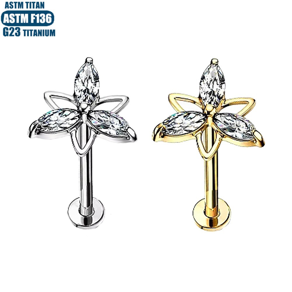 Labret stud lip piercing jewelry styling detail