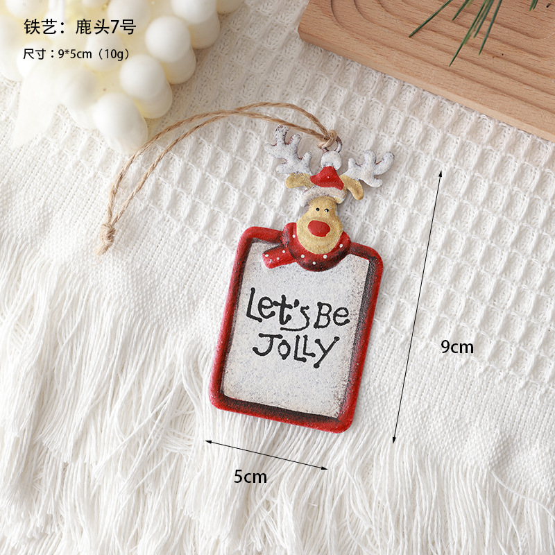 Navidad nórdica calcetines colgantes de hierro forjado hombre de nieve viejo colgantes de hierro forjado casa bolsa de regalo decoración del árbol de Navidad colgantes
