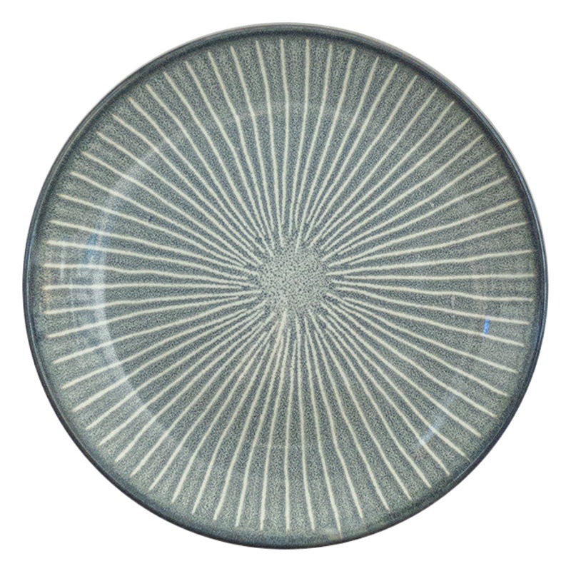 Placa plana de estilo japonés de cerámica vintage de alta apariencia, placa de ensalada, plato de fruta, placa de venta al por mayor de hogar