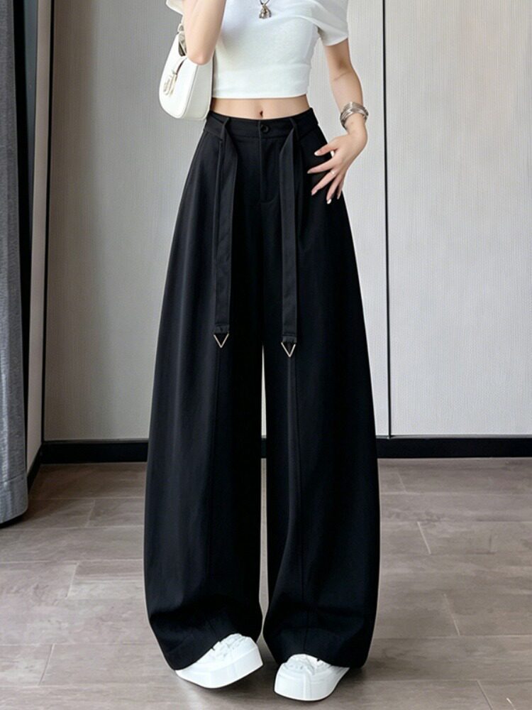 Quần culottes nữ ống rộng cạp cao chất liệu lụa mỏng mùa hè — Trắng thường xuyên