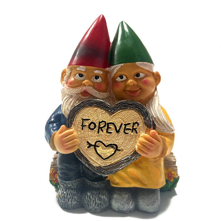 Dwarf Couple Couple Love Heart-shaped Resin Ornaments Indoor and Outdoor Figurines Home Garden Ornaments Decoration