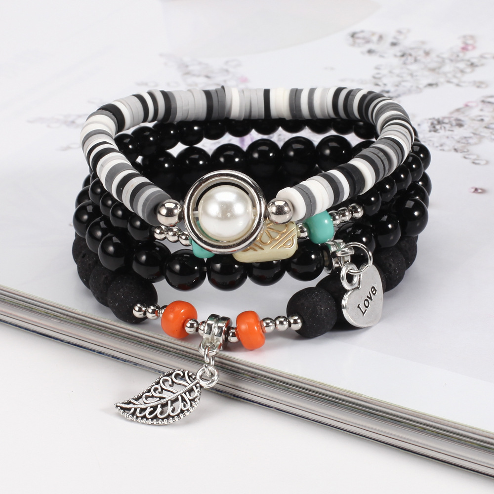 Beaded, Arylic, Alloy Material Ethnic Style Geometric Letter Heart Shape Beaded Arylic Alloy Beaded Bracelets Wholesale
